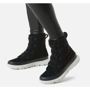 Sorel Girls Explorer II Joan Cozy Sherpa Boots Cozy Timeless Black Size 3‎